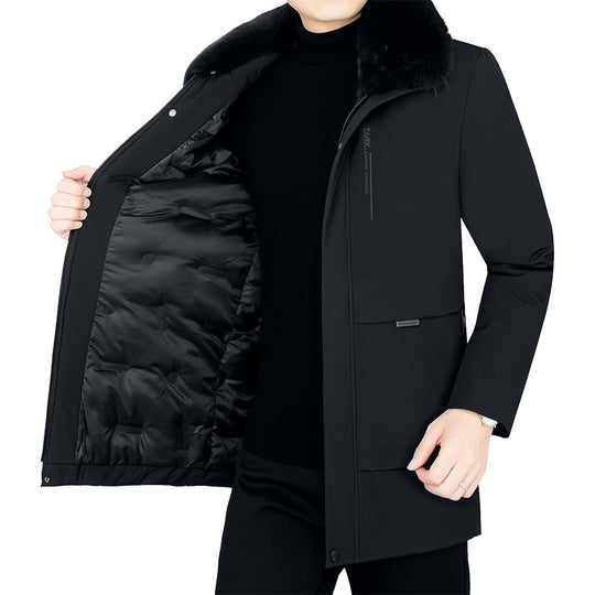 Herren Wärmender Kurzmantel mit abnehmbarem Kunstfellkragen und gesteppter Thermofütterung Shop Nory