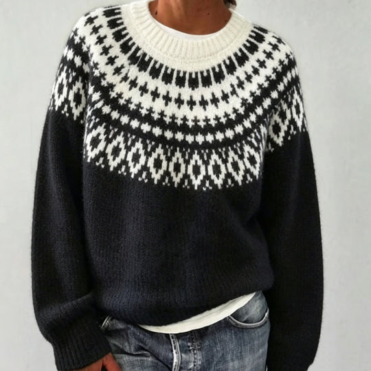 Damen Rundhalsausschnitt Norweger-Pullover mit Fair-Isle-Jacquard Shop Nory