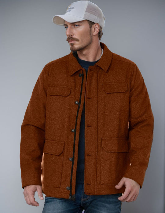 Herren Woll-Fieldjacke mit vier Pattentaschen und Hemdkragen Shop Nory