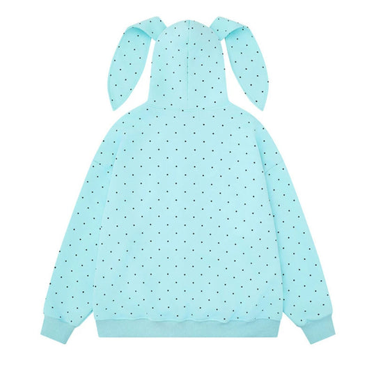 Damen Kapuzenjacke mit Hasenohren, Allover-Pünktchen und durchgehendem Reißverschluss Shop Nory