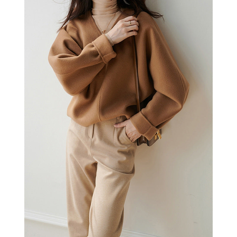 Damen Lässiger V-Ausschnitt Pullover Shop Nory