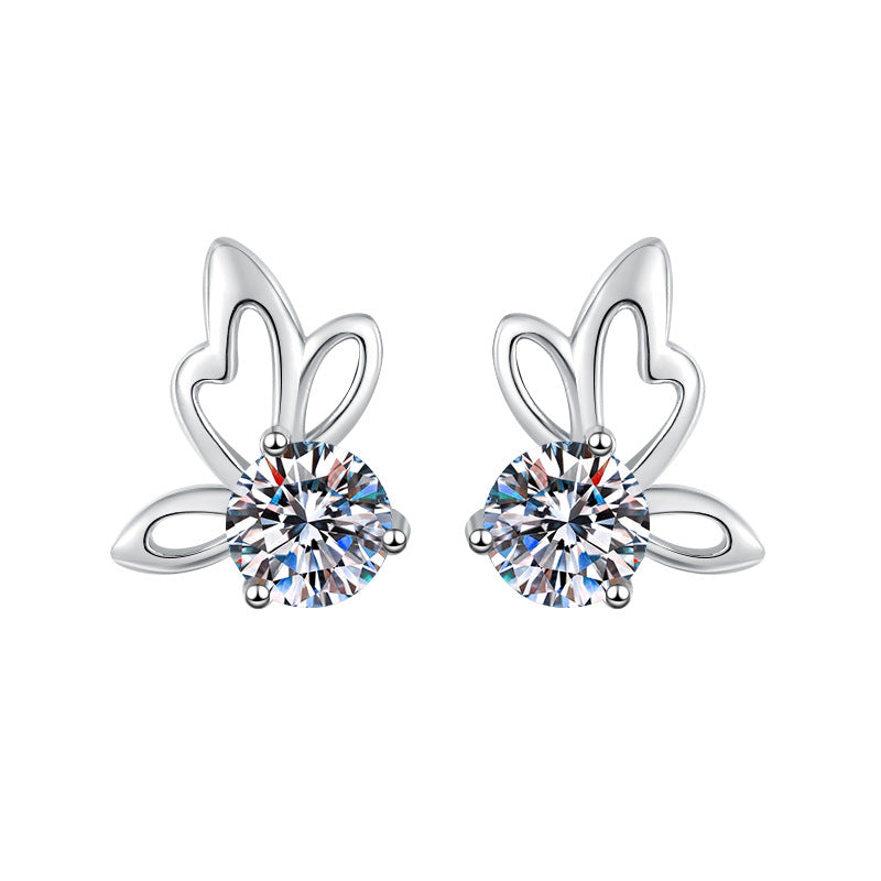 Damen Ohrstecker mit floralem Design und funkelndem Kristall Shop Nory