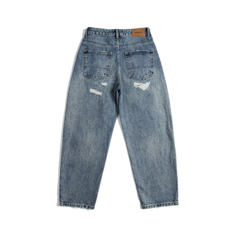 Damen High‑Waist Mom‑Jeans mit weitem Bein, Used‑Waschung und Destroyed‑Details Shop Nory