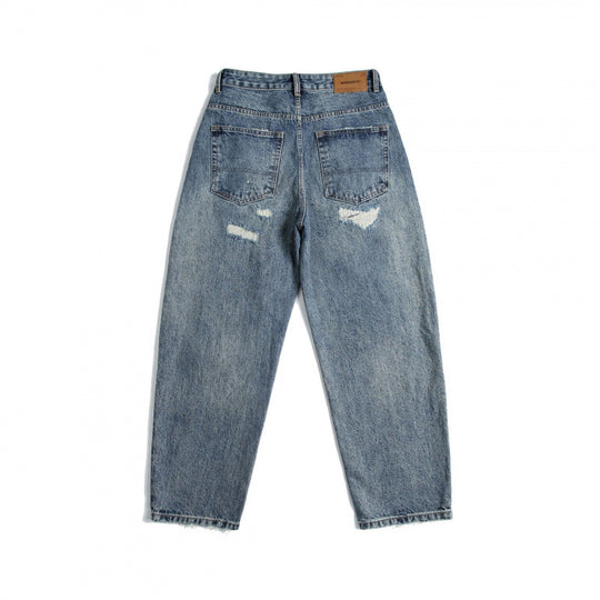 Damen High‑Waist Mom‑Jeans mit weitem Bein, Used‑Waschung und Destroyed‑Details Shop Nory