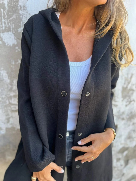 Damen Kapuzen‑Mantel mit Druckknöpfen und Oversize‑Silhouette Shop Nory