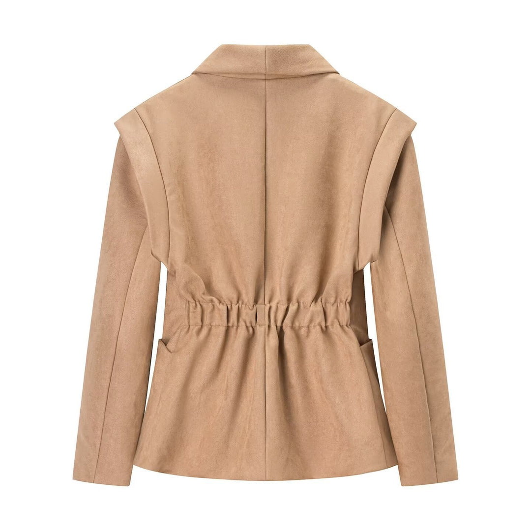 Damen Oversize-Veloursblazer mit Schalkragen, Ein-Knopf‑Verschluss und aufgesetzten Taschen Shop Nory