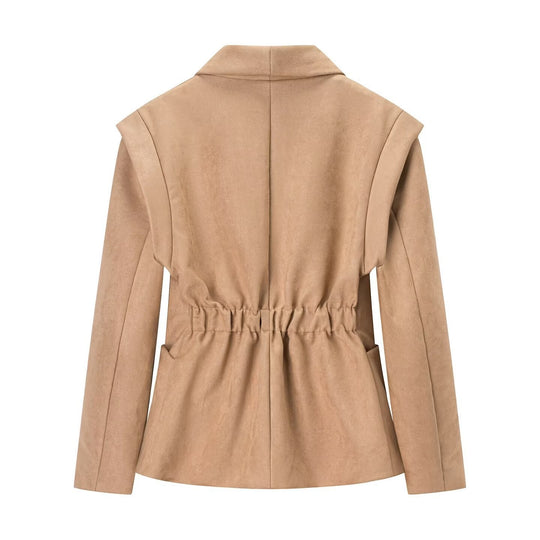 Damen Oversize-Veloursblazer mit Schalkragen, Ein-Knopf‑Verschluss und aufgesetzten Taschen Shop Nory
