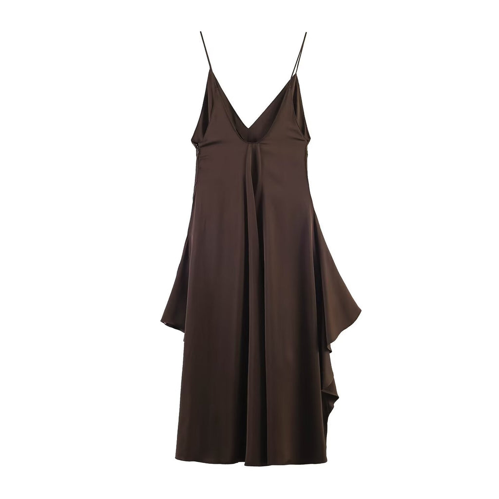 Damen Maxikleid mit elegantem asymmetrischen Saum und feinem V-Ausschnitt Shopnory