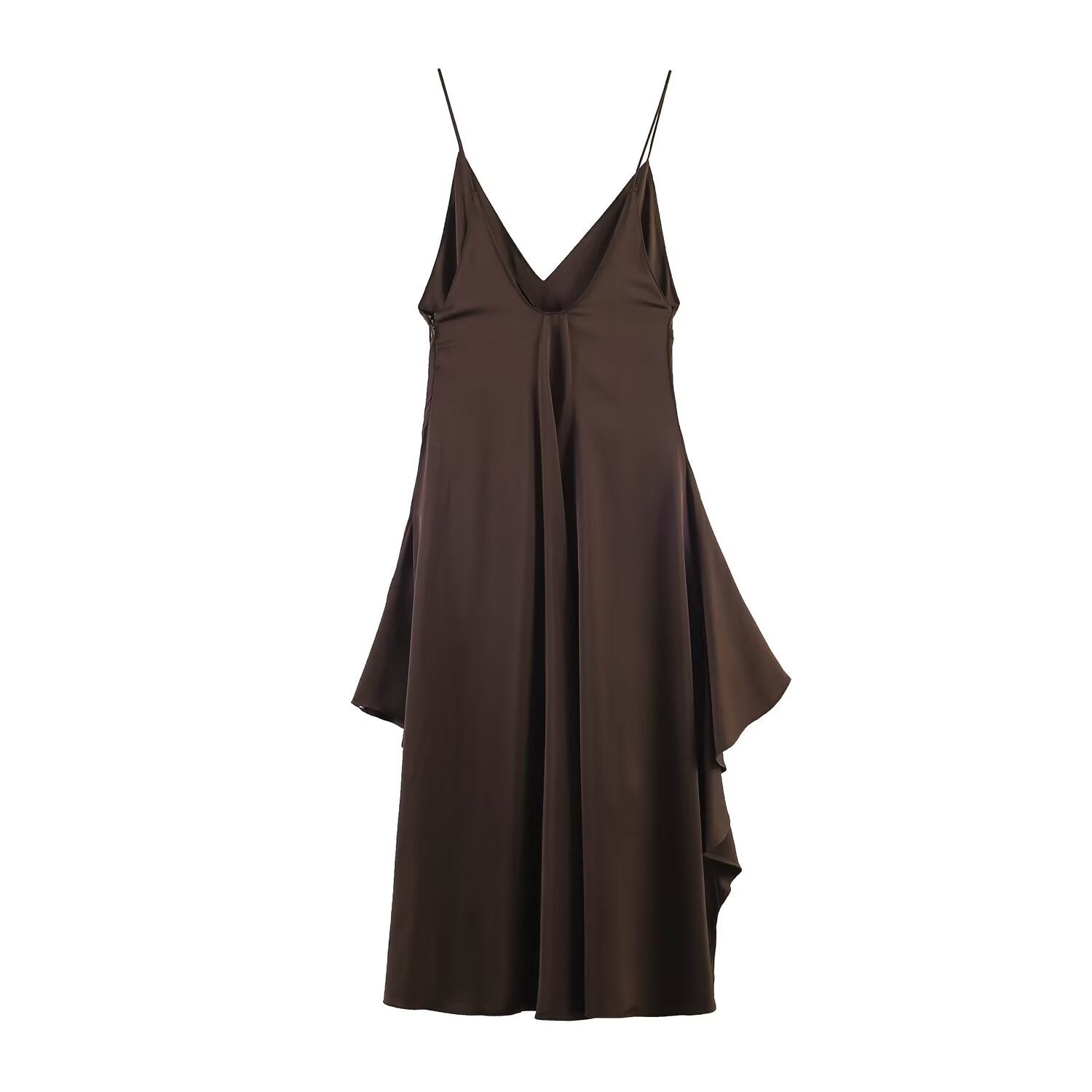 Damen Maxikleid mit elegantem asymmetrischen Saum und feinem V-Ausschnitt Shopnory