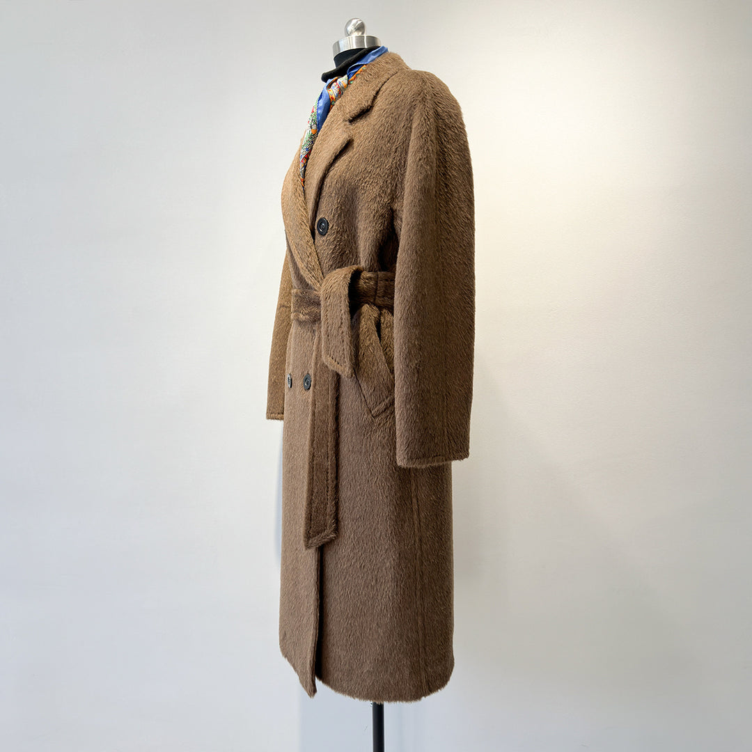 Damen Luxuriöser Doppelreihiger Fleece-Mantel Shop Nory