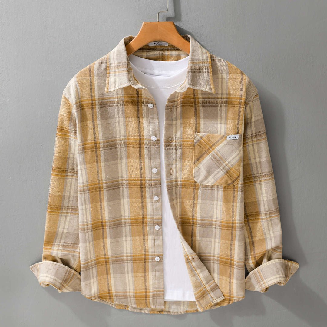 Herren Kariertes Leichtes Flanell-Overshirt mit Brusttasche und Relaxed-Fit Shop Nory