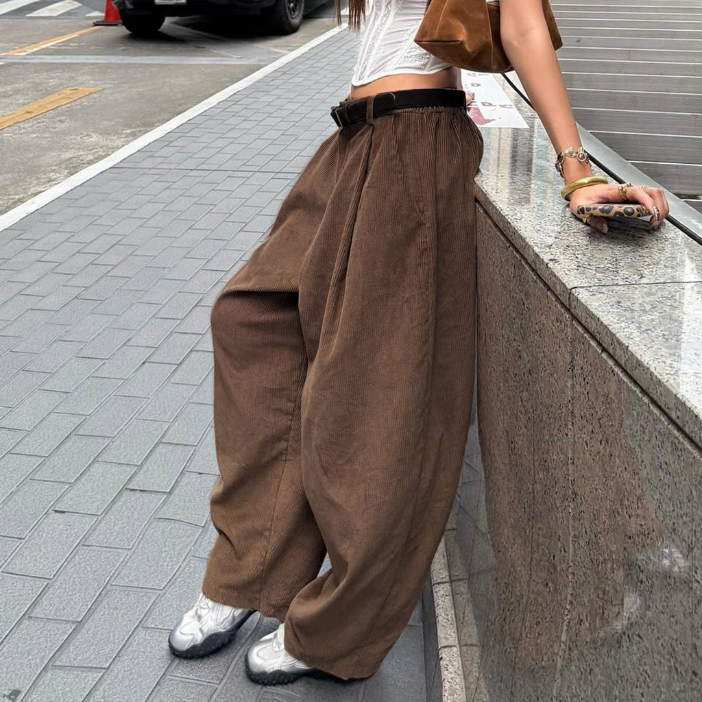Damen weite Cordhose mit Falten