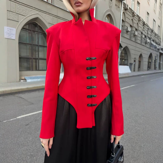 Damen Taillierter Stehkragen-Blazer mit Korsett-Tailierung Shop Nory