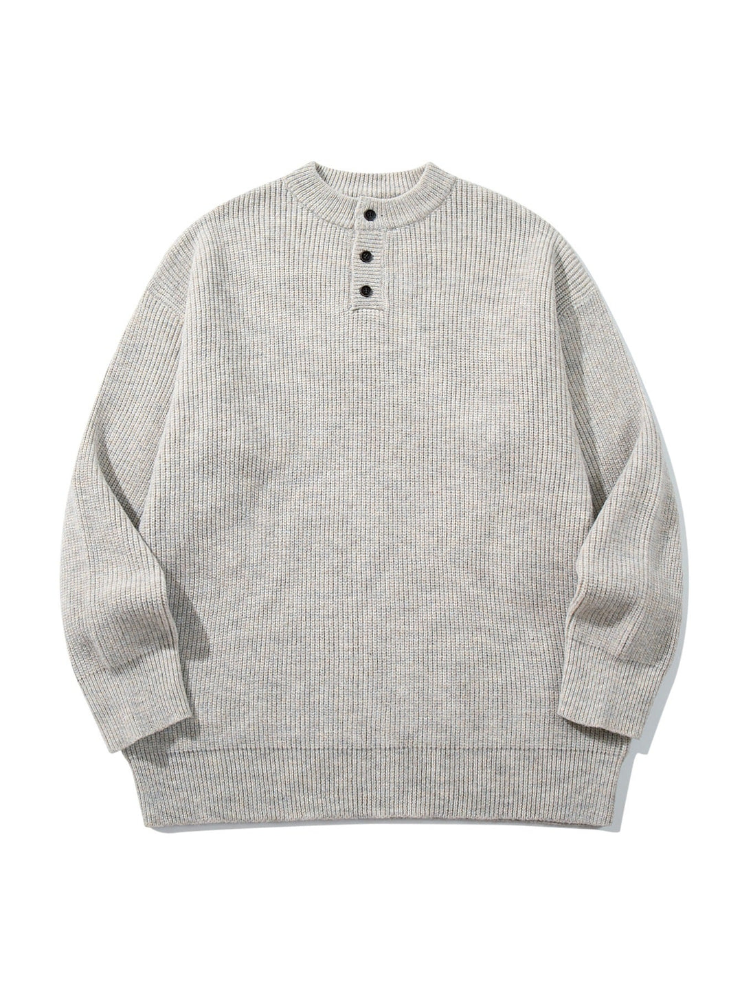 Herren Grobstrick-Henleypullover mit halber Knopfleiste und Rippbündchen Shop Nory