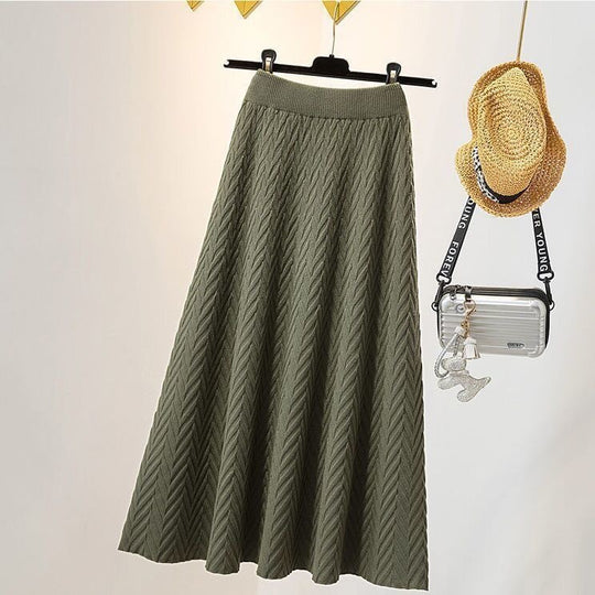 Damen Eleganter Maxirock mit Chevron-Muster Shop Nory