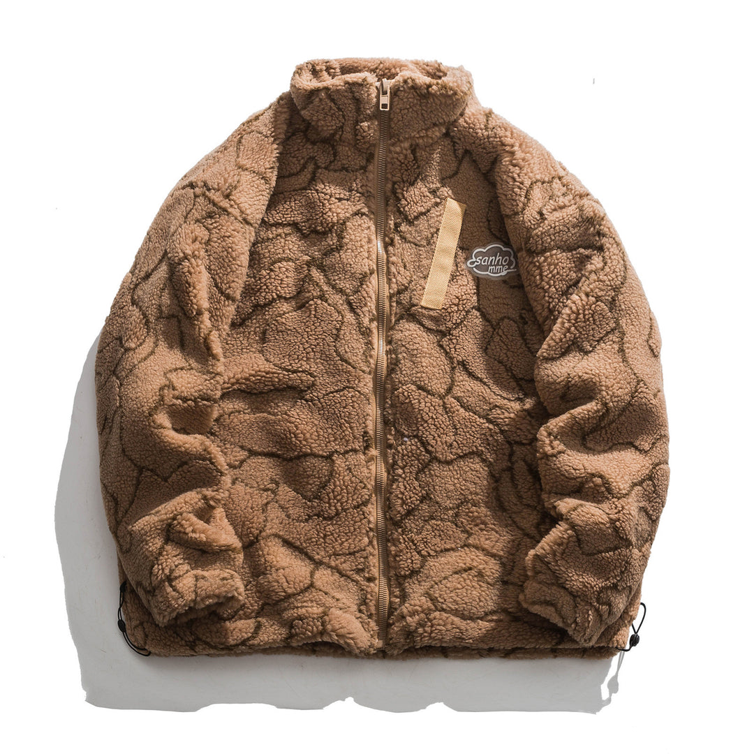 Damen kuschelige Teddy-Fleece Jacke mit Stehkragen und Kordelzug Shop Nory