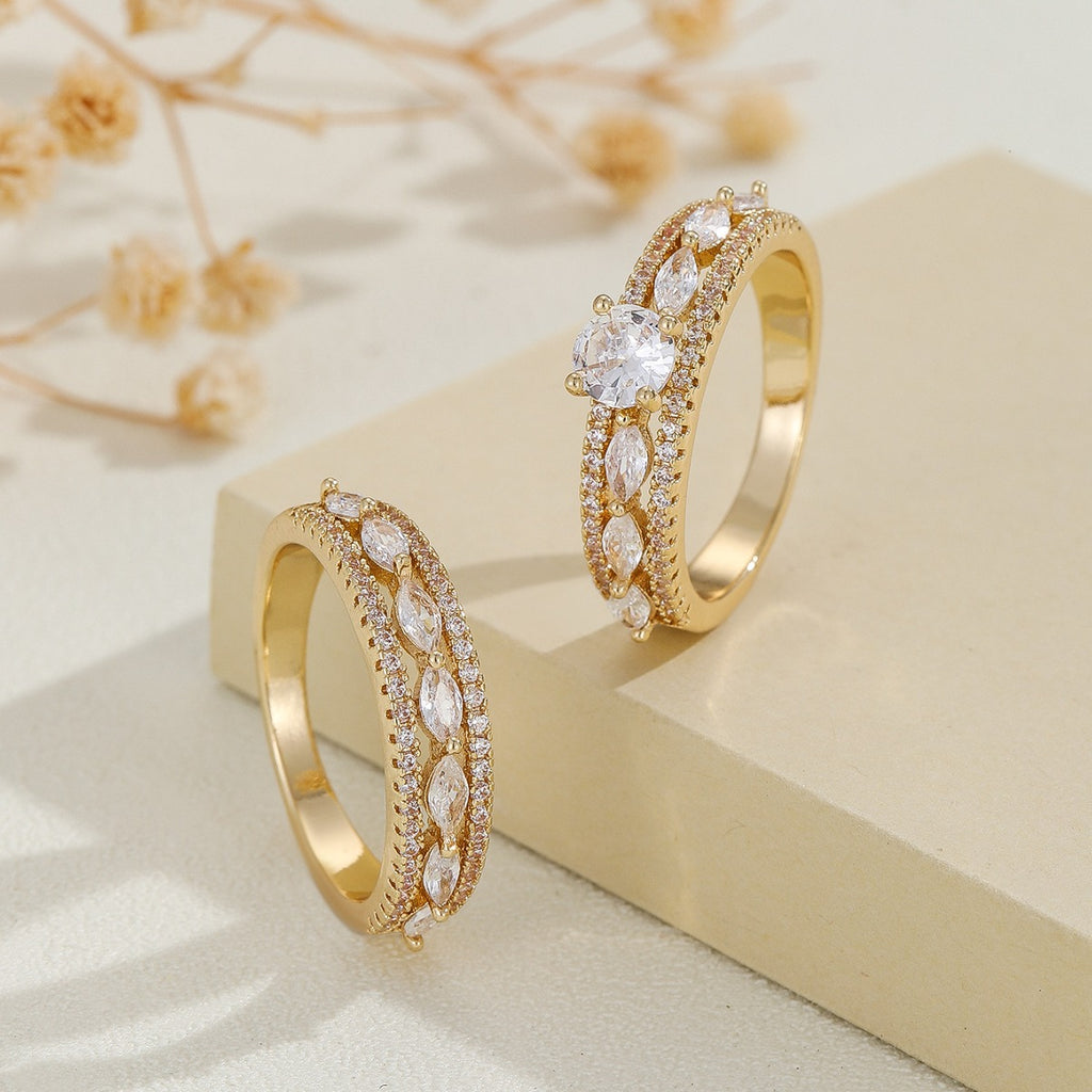 Damen Eleganter Ring mit zarten Zirkonia-Inlays Shop Nory