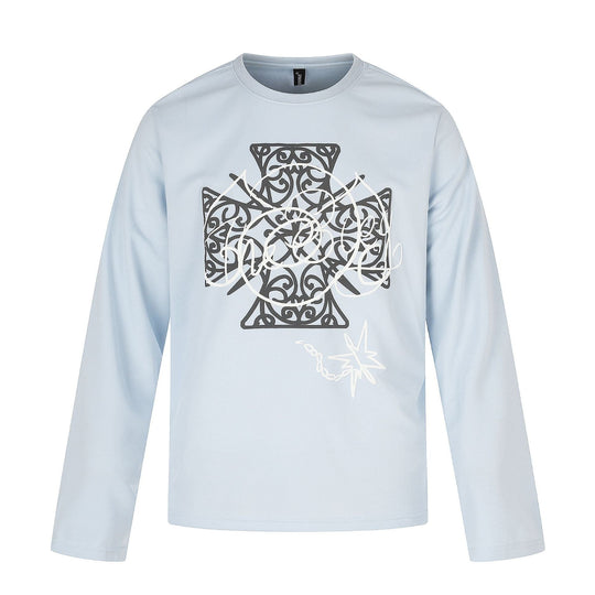 Damen Langärmliges Rundhals-Shirt mit dekorativem Print Shop Nory