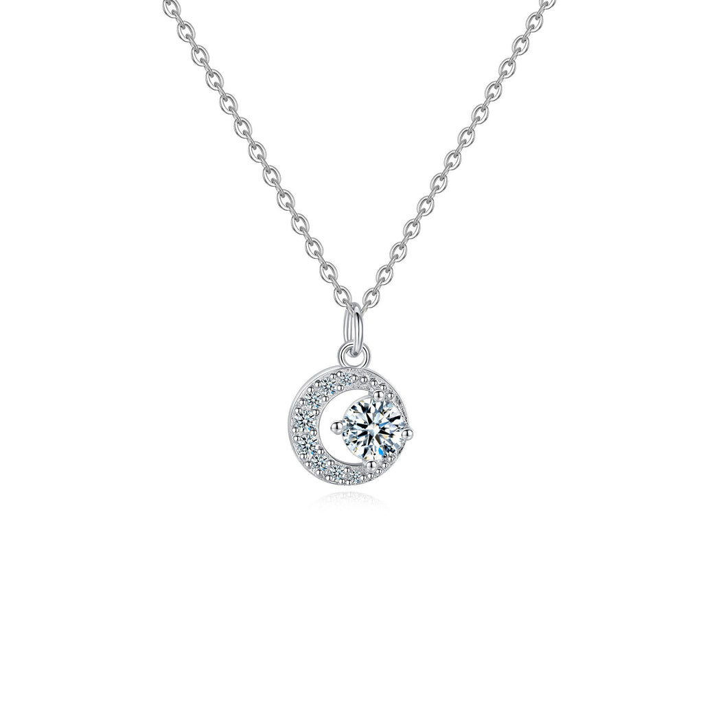 Damen Halskette mit funkelndem Mond- und Kristallanhänger Shop Nory