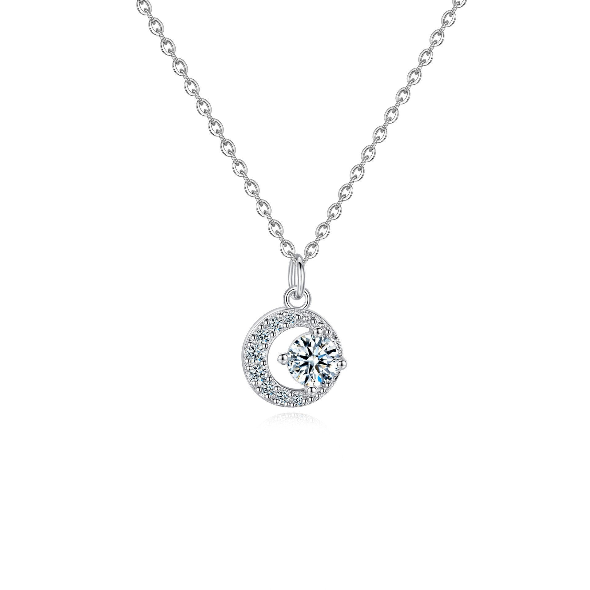 Damen Halskette mit funkelndem Mond- und Kristallanhänger Shop Nory