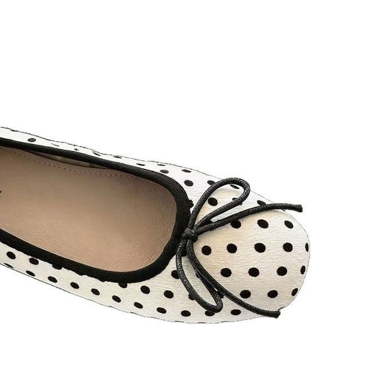 Damen Ballerinas mit dekorativer Schleife und modischem Punktemuster Shopnory