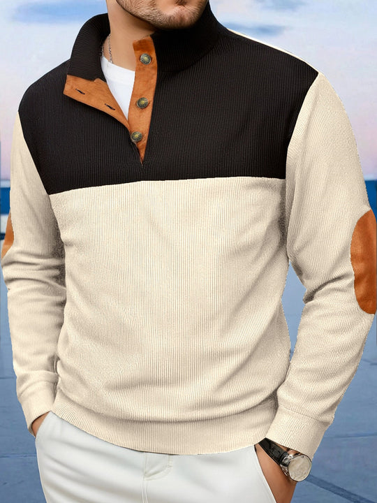 Herren Modische Pullover mit Stehkragen und Knopfleiste Shop Nory