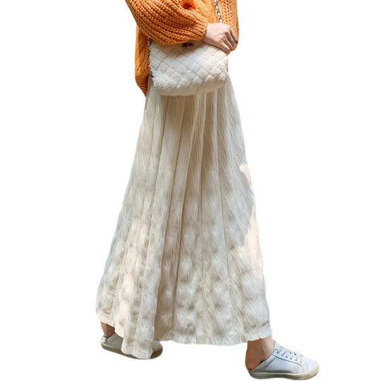 Damen Langer, eleganter Strickrock mit feinem Wellenmuster Shop Nory