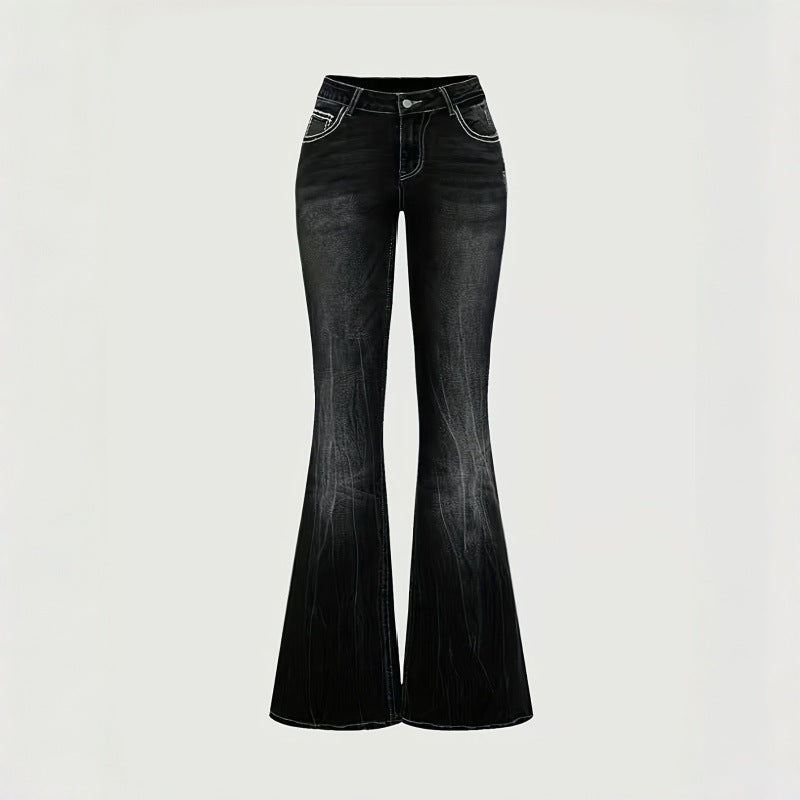 Damen Bootcut Jeans mit kunstvoller Stickerei Shopnory