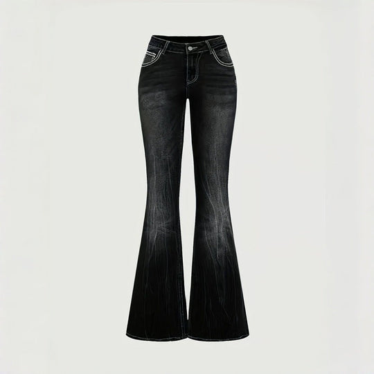 Damen Bootcut Jeans mit kunstvoller Stickerei Shopnory