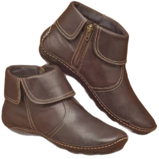 Damen Kurzstiefeletten mit umklappbarem Manschettenkragen und Seitenreißverschluss Shop Nory