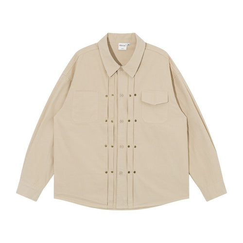 Herren Oversize-Hemdjacke im Workwear-Stil mit Ziersteppungen und Metallnieten Shop Nory