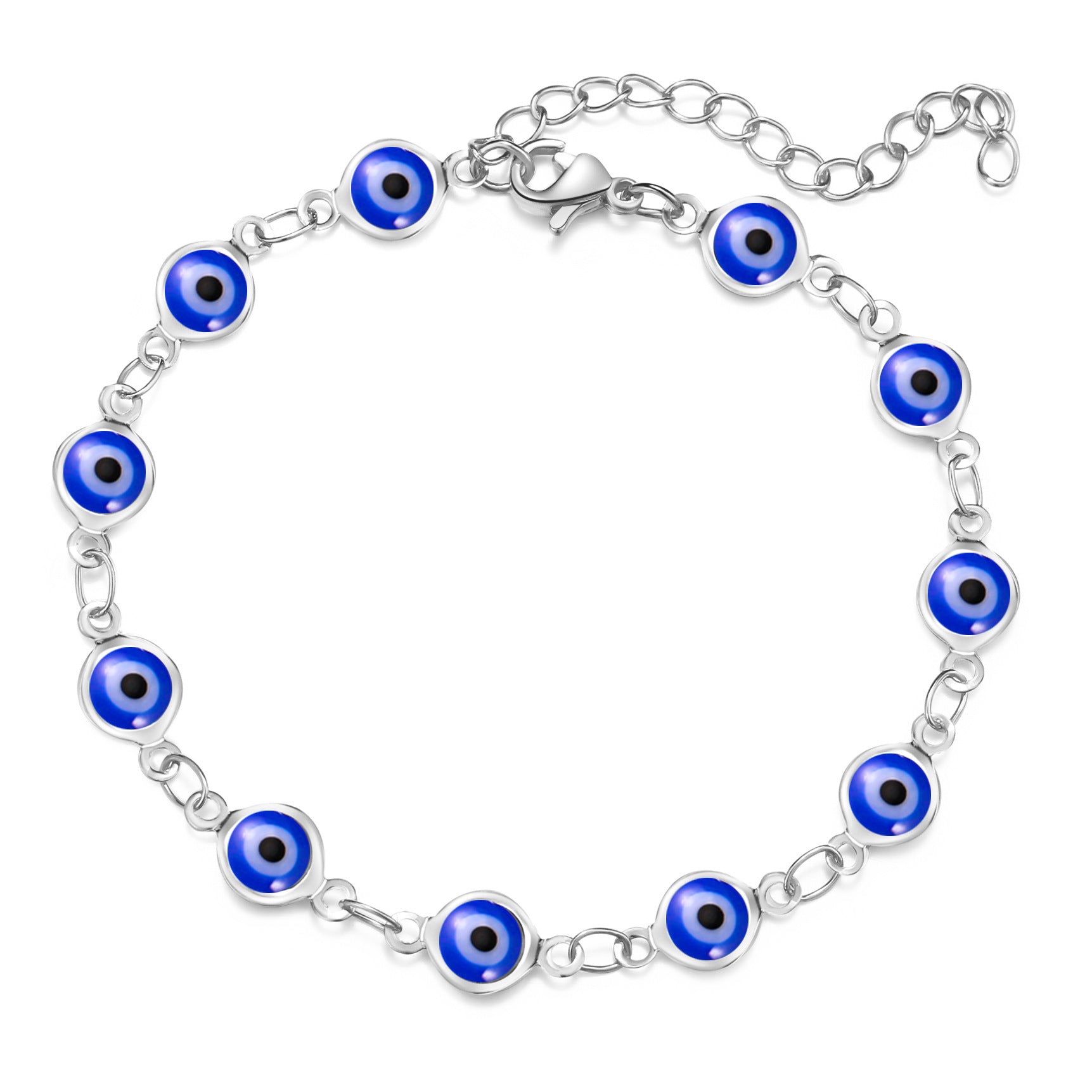 Damen Fußkettchen mit bunten Augenschutz-Anhängern und hochwertiger Gliederkette Shop Nory