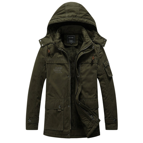Herren Canvas-Militärparka mit Teddyfutter, Kapuze und multifunktionalen Taschen Shop Nory
