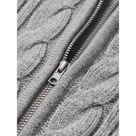 Damen Kapuzen-Zopfstrick-Cardigan mit Reißverschluss und Raglanärmeln Shop Nory
