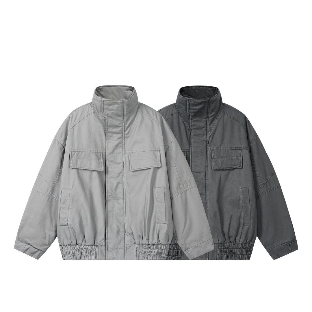 Unisex Boxy-Fieldjacke mit hohem Stehkragen, Pattentaschen und elastischem Saum Shop Nory
