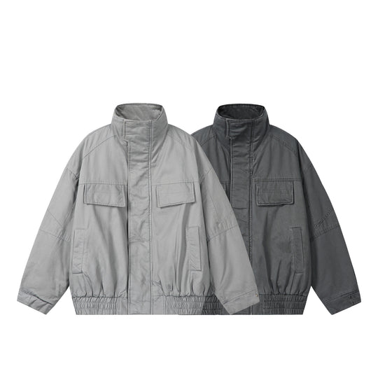 Unisex Boxy-Fieldjacke mit hohem Stehkragen, Pattentaschen und elastischem Saum Shop Nory