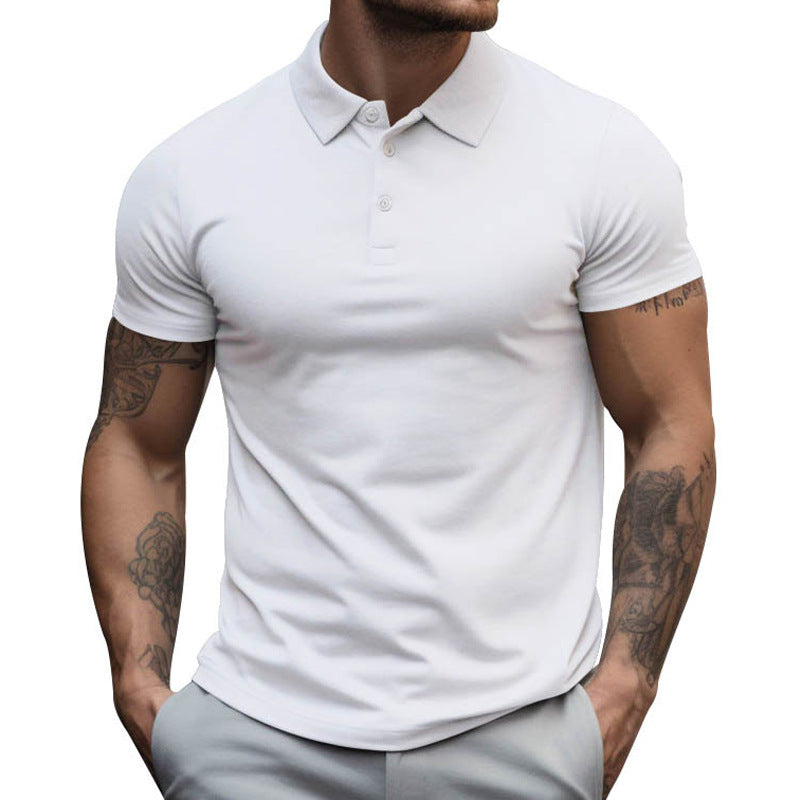 Herren nan tailliertes elastisches Piqué-Poloshirt mit klassischem Kragen