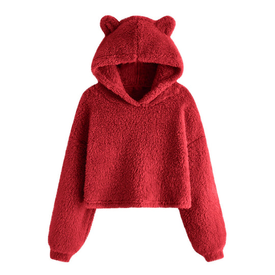 Damen Kuscheliger Fleece Hoodie mit Bärenohren