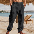 Herren nan weite Nadelstreifen-Sommerhose mit Bundfalte, lässigem Taper und elastischem Knöchelabschluss