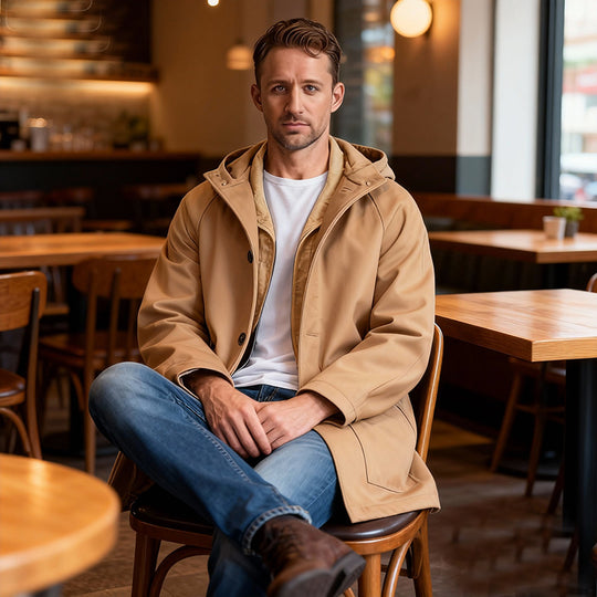 Herren Taillierter Wollmix-Mantel mit Kapuze und verdeckter Knopfleiste Shop Nory