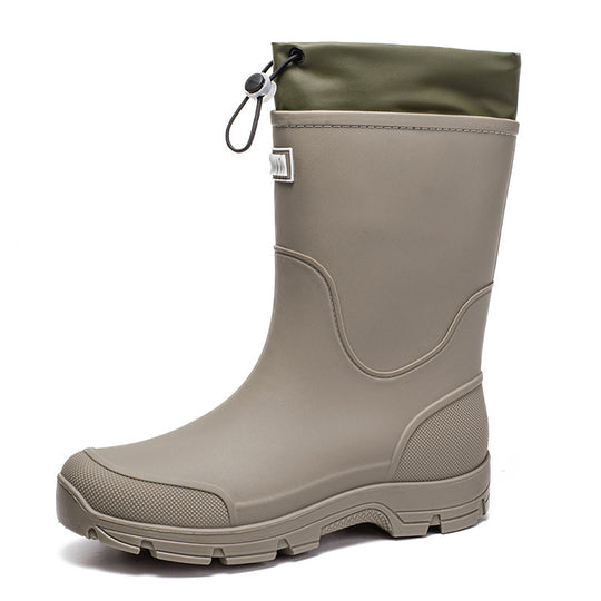 Herren wasserdichte Arbeits- und Regen-Gummistiefel mit verstellbarem Kordelabschluss und rutschfester Profilsohle Shop Nory