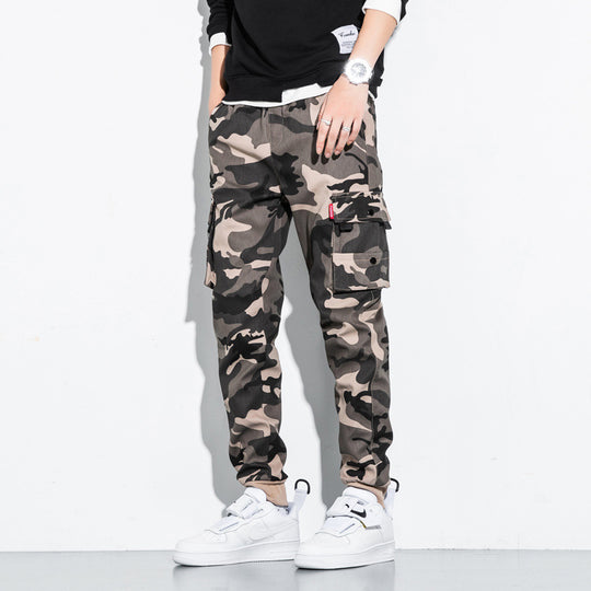 Herren Camouflage Cargo-Jogginghose mit Tapered-Schnitt, elastischem Bund und Multifunktionstaschen Shop Nory