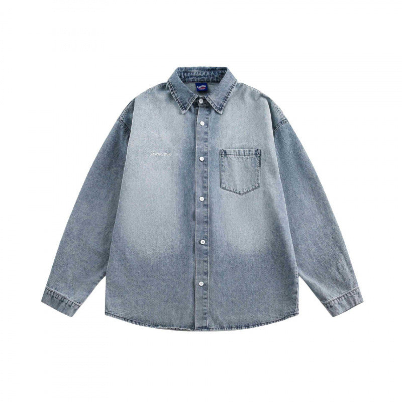 Unisex Oversize-Denimhemd mit verwaschener Optik und Brusttasche Shop Nory