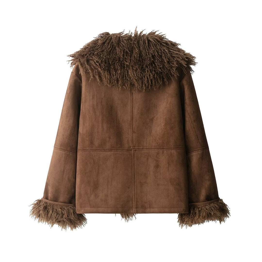 Damen Lammfelloptik-Mantel mit voluminösem Teddykragen Shop Nory