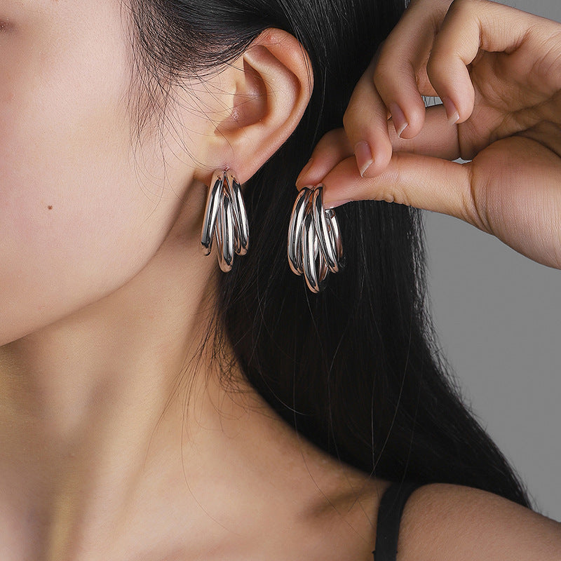 Damen Creolen mit doppeltem Ringdesign Shop Nory