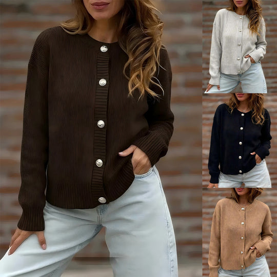 Damen Stylische Strickjacke mit Knopfverschluss Shop Nory