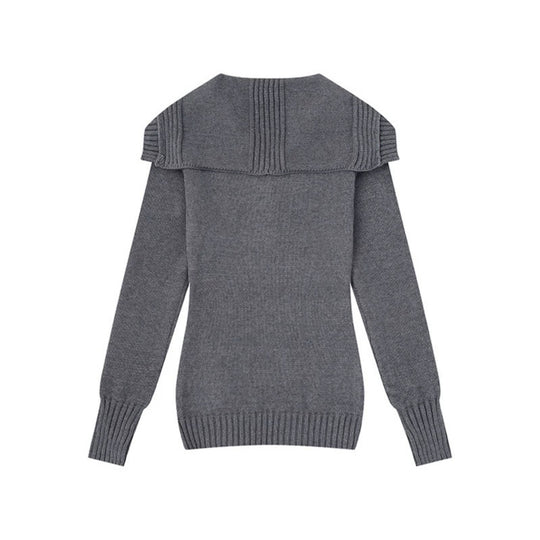 Damen Strickpullover mit Zopfmuster, Schalkragen und Knopfleiste Shop Nory