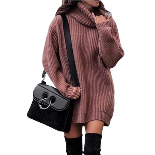 Damen Oversize-Longpullover mit Rollkragen, geripptem Feinstrick und figurumspielender Tunika-Länge Shop Nory