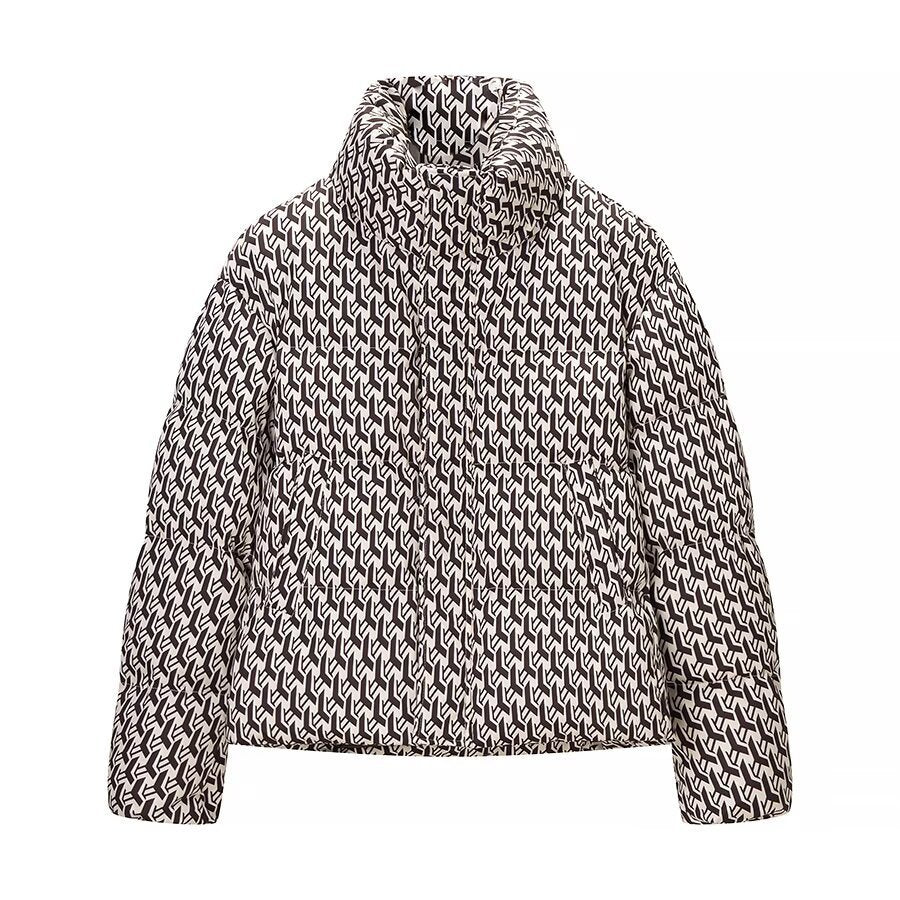 Damen Steppjacke mit hohem Kragen und grafischem Jacquardmuster Shop Nory