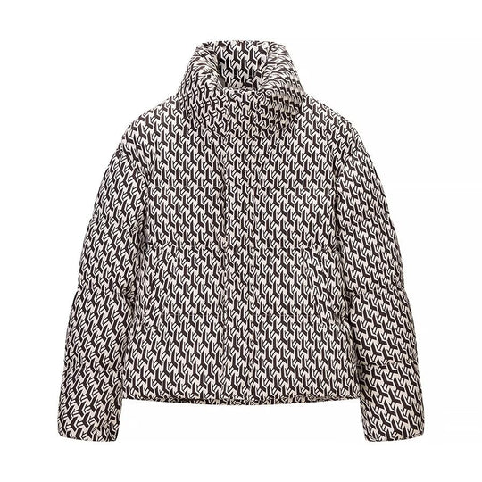 Damen Steppjacke mit hohem Kragen und grafischem Jacquardmuster Shop Nory